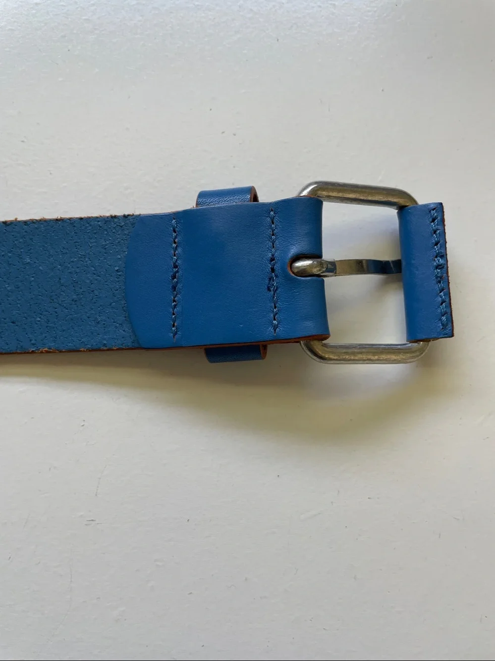 Leather Made In Italy Belt Sz 34 Blue Classic Minimalist Men Wear Club Monoco